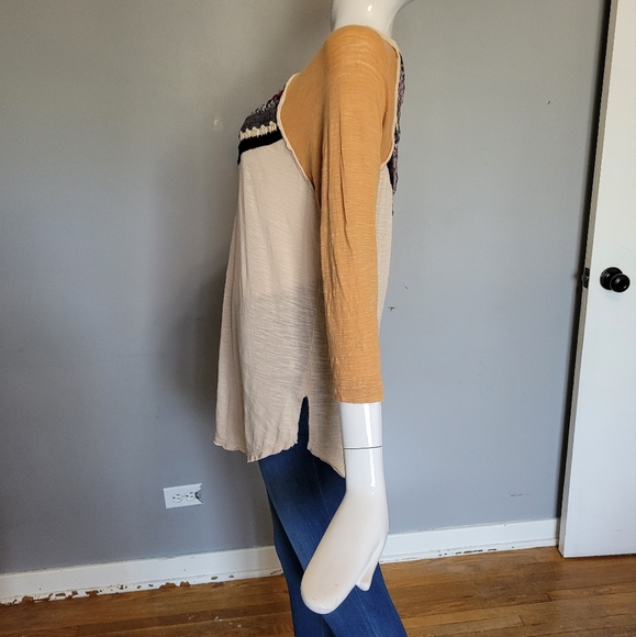 Free People Spring Bound Baseball Tee in Calm Sand Combo, GUC, Size S - Picture 7 of 8